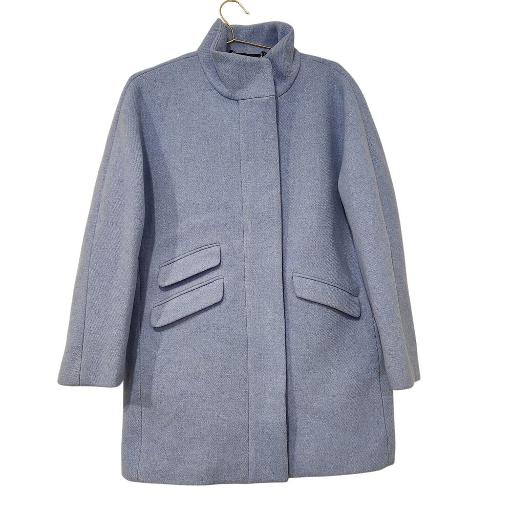 J.Crew Cocoon Italian stadium light blue wool coat size 14 - Picture 5 of 12
